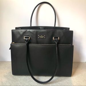 Kate Spade Black Leather Satchel Structured Purse
